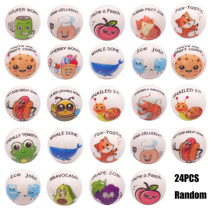 Motivational Animal Squeeze Stress Balls 24 Pack – 1.18 Inch Soft TPU Sensory Balls with Inspirational Quotes, Cartoon Animal Theme, Classroom Party Favors & Team Building Gifts