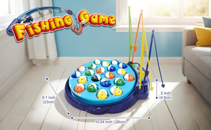 Kids Fishing Game with Rotating Board – 21 Fish & 4 Fishing Rods, Fast-Action Electronic Fishing Toy for Toddlers Ages 3+, Fun 2-4 Player Family Game, Great Birthday Gift