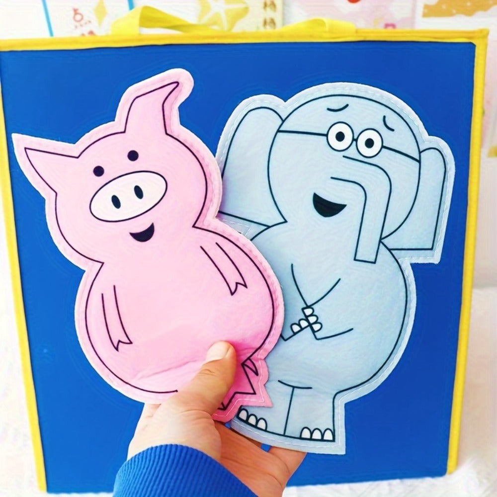 Hand Puppets of Elephant And Piggie - Props for Storytelling Performances, Interactive Teaching Tools for Classrooms by Hoojojo