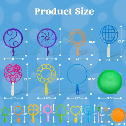 18pcs Giant Bubble Wands Set Bulk, Large Bubble Maker with Tray & Solution, Summer Outdoor Kids Toys, Perfect for Easter Party Favors, Birthday Gifts & Outdoor Game Activities