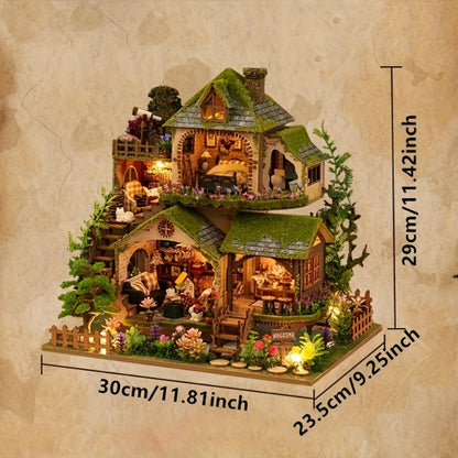 DIY Wooden Forest Hut Model Kit Handcrafted Miniature Cabin Assembly Set for Adults Teens – No Glue Laser-Cut Wood 3D Puzzle Creative Home Decor Gift for Birthday Christmas Valentine's Day