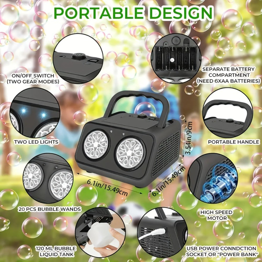 [Double Fan Bubble Machine] 1/ 2 Sets - Party Essential, Atmosphere Bubble Machine, Indoor and Outdoor Children's Toys, Wedding, Birthday, Halloween and Christmas Gifts (excluding Batteries and Foam Liquid), Activities and Entertainment