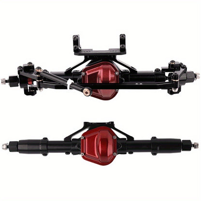 SCX10 Metal Axle Upgrade Kit CNC Aluminum Alloy Front & Rear Straight Axles for 1/10 RC Crawler – Compatible with Axial SCX10 90046 90047 Climbing Car, 45# Steel Drive Shaft, Ages 14+