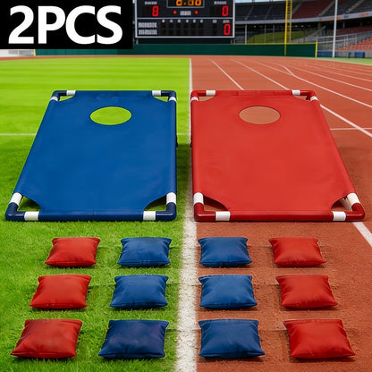 Portable Bean Bag Toss Game Set – 2 Foldable Boards & 12 Bean Bags, Outdoor Party Backyard Camping Game for Kids & Adults | Red & Blue | No Battery Required