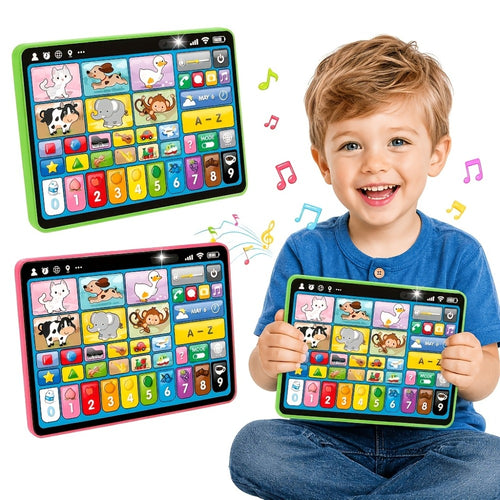 Trilingual Toddler Learning Tablet Toy — 39 Buttons 4 Play Modes Alphabet Numbers Colors Animals Music, Speech Therapy & Language Development Toy for Baby 12 Months+ Boys Girls, Birthday Christmas Gift