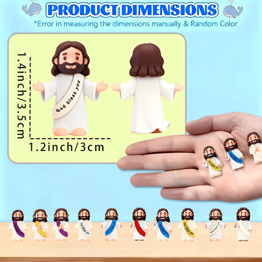 [Halloween] 150/50/100Pcs Mini Jesus Figurine Set, Assorted Colorful Religious Statue Ornaments, Random Designs, 5 Fixed Colors Evenly Distributed. Suitable For Home Decoration Fillers, Ideal As Toy Gifts For Sunday School, School Baptisms, Halloween