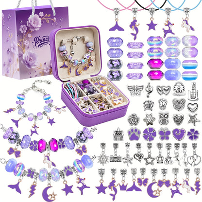 Pink Gifts for Girls - Pink Bracelet Making Set (with A Pink Portable Jewelry Box),Unicorn/Mermaid Crafts, Jewelry Making Crafts for Girls Aged 18+, Birthday Christmas Jewelry Gifts, Christmas Day, CNY, Graduation Gifts, Handmade Jewelry