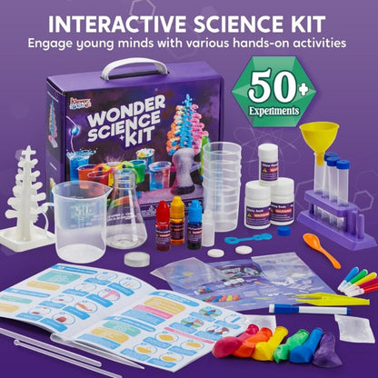 STEM Science Kit for Kids 50+ Experiments — Crystal Tree Growing Kit, Lava Lamp, Volcano Chemistry Set, Educational Science Toy Gift for Boys Girls Ages 6-12, Birthday Christmas Homeschool
