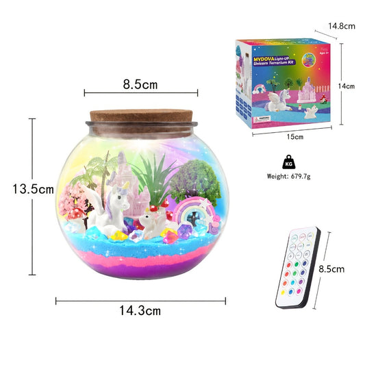 MYDOVA Unicorn Terrarium Crafts Kit for Kids - Unicorn Birthday Gifts Toys with LED Night Light & Remote Control DIY Unicorn Toys Arts And Crafts Kit for Kids Girls Ages 6+Year Old, STEM, Sensory Toys