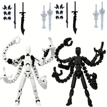 2pcs T13 Multi-Joint Action Figure Robot Set – 3D Printed Articulated Nova T-13 Mobile Robot Doll Desktop Decoration Game Enthusiast Collector Toy