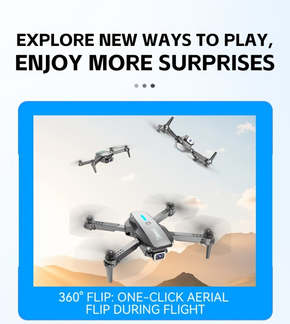 Foldable HD Camera Drone with Free Storage Bag & USB-C Charging – 3D Flips, Beginner-Friendly Aerial Photography Quadcopter for Vlogging, Outdoor Flying, Single or Dual Camera Options