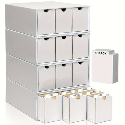 Trading Card Storage Box, Storage Box With 50 Dividers, Cardboard Card Boxes For Sports Card, Baseball, TCG, Playing Cards, 12 Drawer