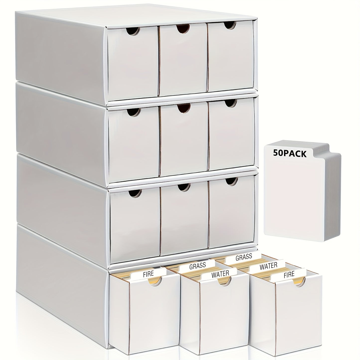 Trading Card Storage Box 12 Drawer with 50 Dividers – Large Cardboard Card Organizer for Sports Cards Baseball Pokemon TCG Playing Cards Collector Gift
