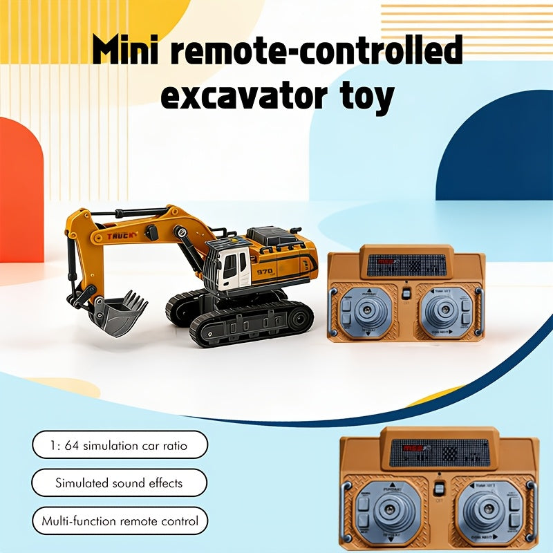 1pc 9-Channel Excavator, 2. 4Ghz RC Construction Vehicle Truck Toys with Alloy Metal Cap, Light, Sound, Rechargeable 1 Battery for Halloween Thanksgiving Christmas Gift