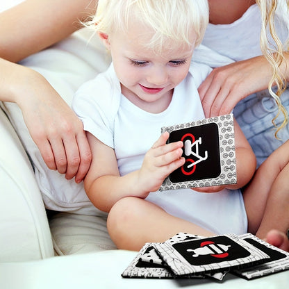 High Contrast Baby Flashcards 64 Cards Black White Red – Newborn Visual Stimulation Brain Development Montessori Learning Toy, Infant Cards Ages 0-36 Months, Baby Shower Gift Registry Must Have