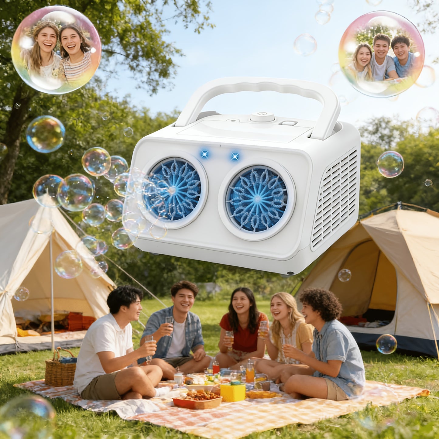 New Automatic Bubble Machine, Upgraded Bubble Blower with 2 Fans, Producing Over 20000 Bubbles Per Minute, 14 Portable Bubble Machines Operated by Plugins Or Batteries for Indoor And Outdoor Birthday