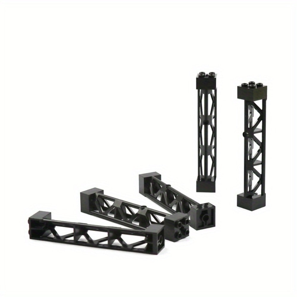 Compatible Pillar Support Bricks 20pcs Black – 2x2x10 Column Rod Blocks for Train Car Girder City Models, LEGO-Compatible Parts 58827 95347, MOC Building Accessory for Kids & Adult Builders