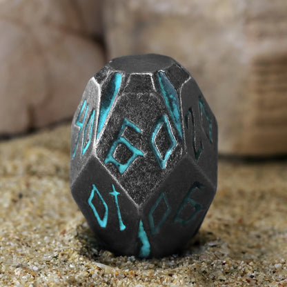Metal DnD Dice Set 7pcs Glow in the Dark – Stonehenge Zinc Alloy Polyhedral Dice with Display Box, D4 D6 D8 D10 D12 D20 for D&D RPG Tabletop Games, Unique Gamer Gift Blue