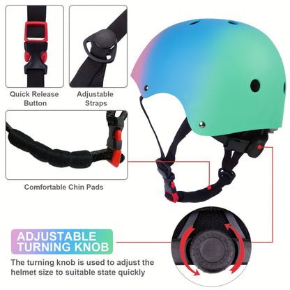 Kids Bike Helmet Set, Adjustable Helmet for Ages 5+ Boys Girls, Toddler Helmet Pad Set with Knee And Elbow Pads for Bike And More Sports