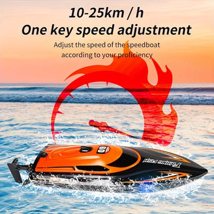 RC Speedboat 30KM/H with LED Night Navigation Lights – 2.4G Remote Control High Speed Boat, Anti-Capsizing Water Cooling System, Pool & Lake RC Toy for Kids & Adults, Birthday Gift