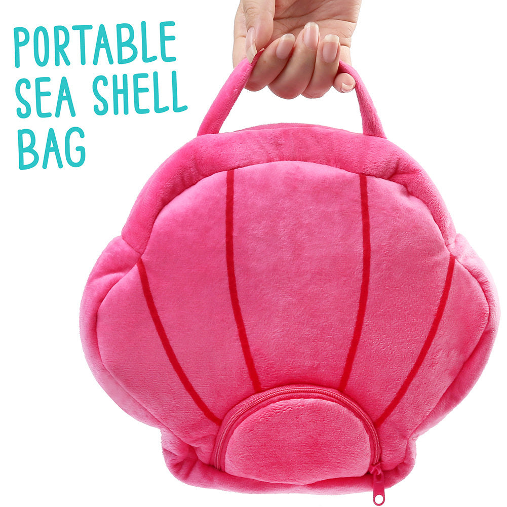 Ocean Stuffed Animals, 5 Pack Small Sea Creature Plush Toys and Shell Carrying Bag Set, Cute Plushies for Baby Kids, Sea Turtle, Octopus, Mermaid, Seahorse, Crab
