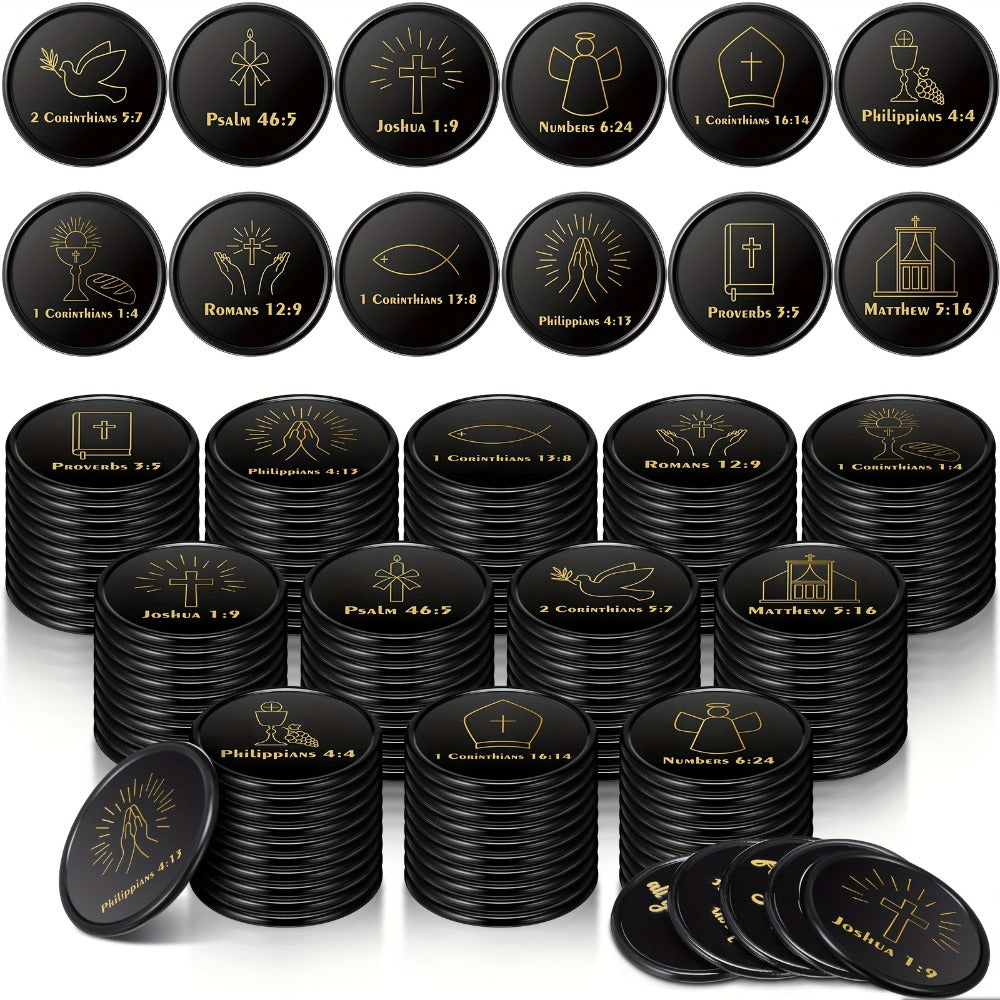 Bible Verse Coins Bulk 120 Pack – Christian Gift Tokens with Motivational Scripture Quotes for Church, Sunday School, VBS Prizes & Religious Party Favors