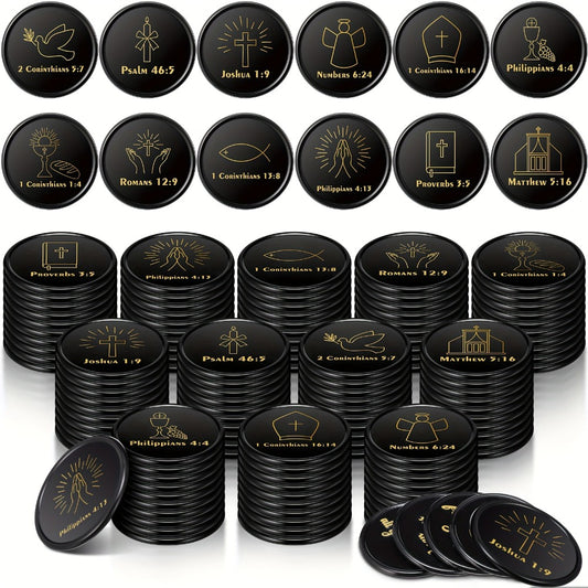 Bible Verse Coins Bulk 120 Pack – Christian Gift Tokens with Motivational Scripture Quotes for Church, Sunday School, VBS Prizes & Religious Party Favors