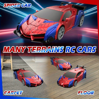 Spider Transformer RC Car for Kids – 1:18 Scale One-Button Transform Robot Toy Car with LED Headlights, 2.4GHz 360° Rotation Drift, Police Car Racing, Birthday Christmas Gift for Boys & Girls Ages 3+