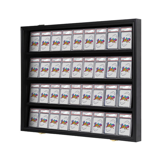 KCRasan 36 Graded Sports Card Display Case - Baseball Card Display Case Lockable - Collection Card Display, Wall Display Frame for Basketball Football Hockey Trading Cards with UV Protection Acrylic