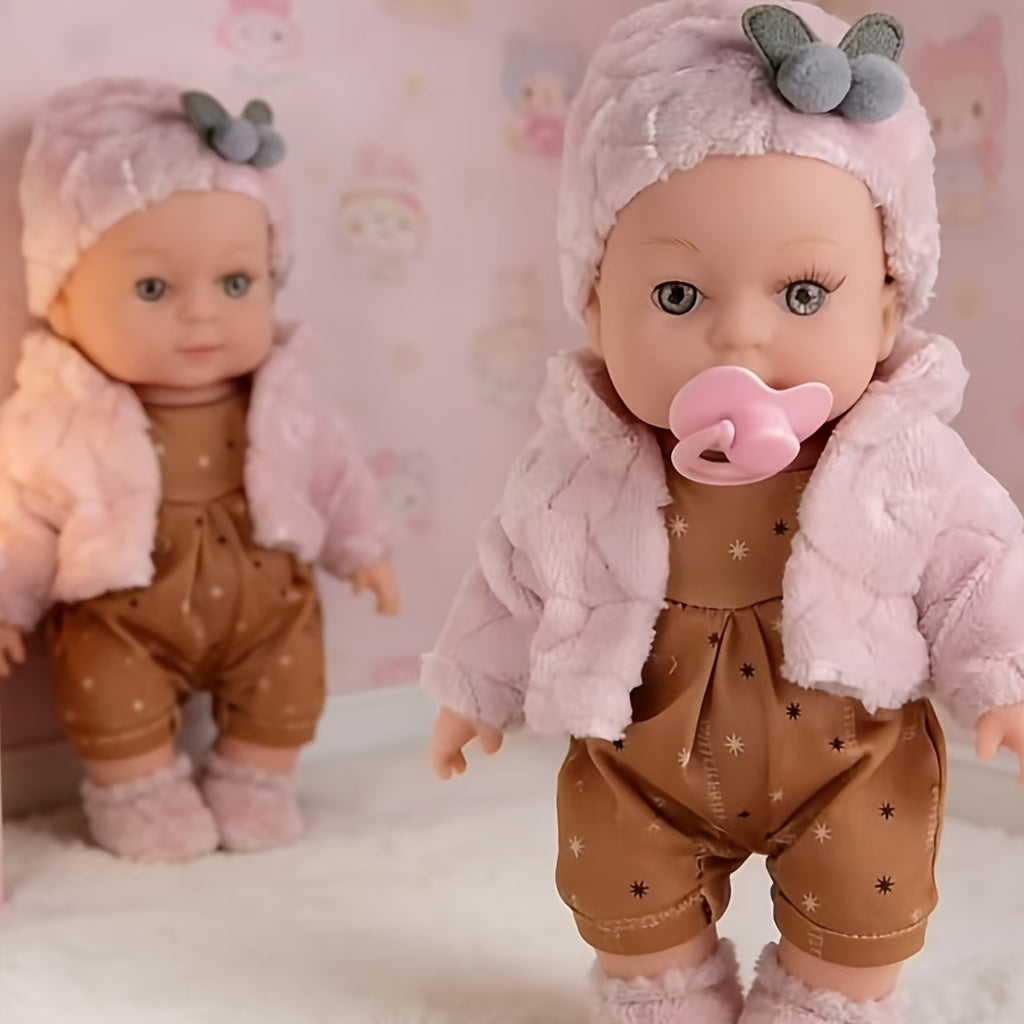 1 Lifelike 12 Inch/30cm Reborn Beautiful Doll, Including Hat, Socks, And Toy Pacifier Set, Lifelike Children's Toys, Suitable for Party Games, The Best Gift for Children On Christmas And Halloween, Girls Love Home Toys The Most