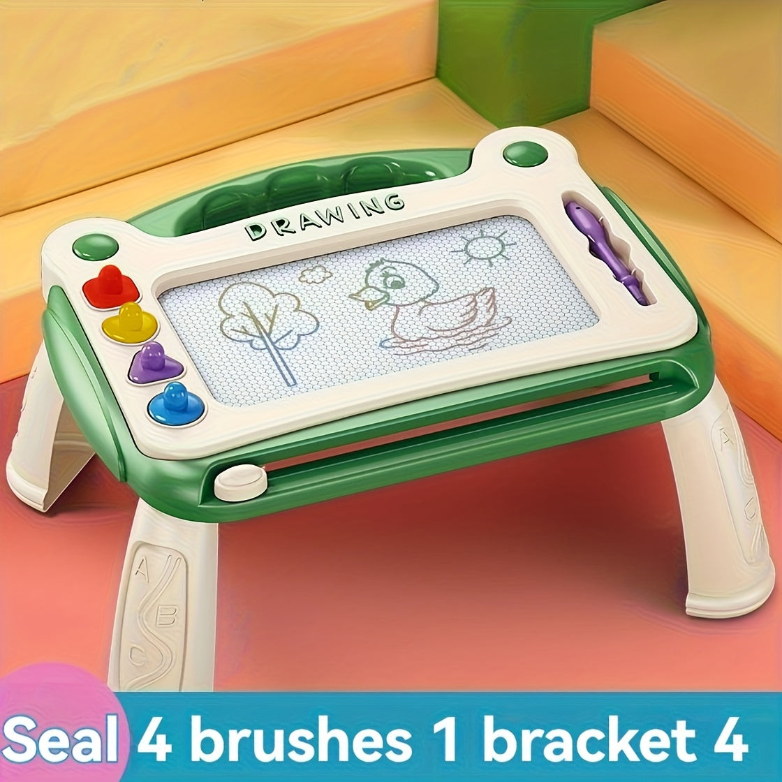 Magnetic Drawing Board, Early Learning Educational Toys, Birthday Gifts for Boys and Girls, Christmas and Halloween Gifts (4 Stamps + 1 Paintbrush + 4 Stands)