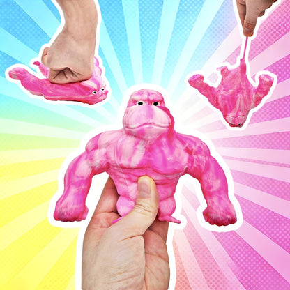 Stretchy Gorilla Fidget Toy Squishy Squeeze Monkey – PVA Sponge Sensory Stress Relief Toy for Kids & Adults, 5 Colors, Easter Basket Stuffer, Christmas Stocking Stuffer, Party Favor