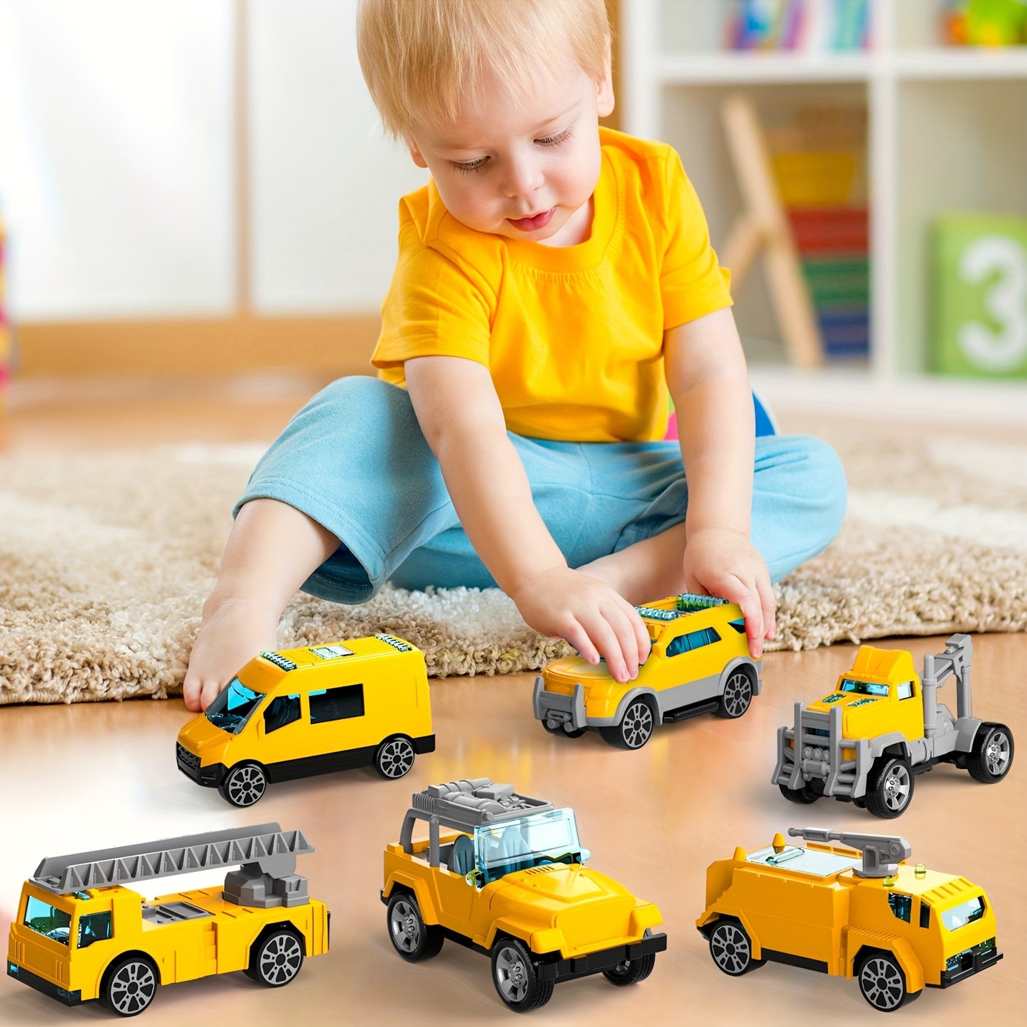 [Large Airplane Toys] Airplane Toys for 3 Year Old, Large Transport Spray Airplane Toys with 10 Vehicle Cars
