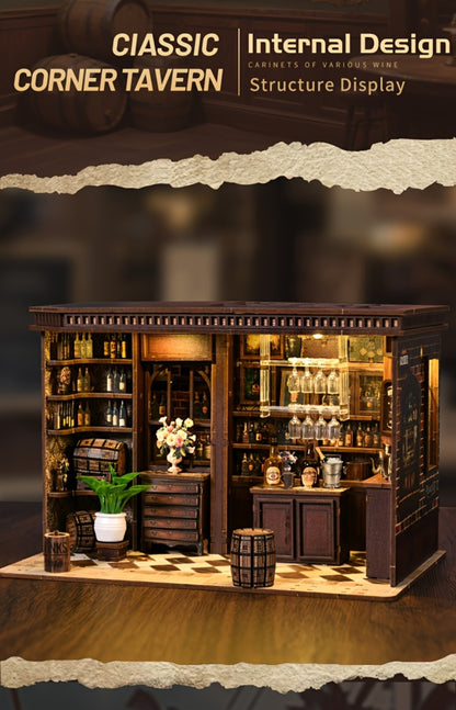 Miniature Book Nook Kit Corner Lounge – DIY 3D Wooden Bookshelf Insert, Cozy Reading Nook Dollhouse Craft for Adults & Teens, Handmade Bookend Home Decor, Unique Birthday Christmas Gift for Book Lovers