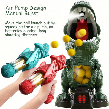 Dinosaur Shooting Toy Set for Kids – Air Pump Foam Bullet Blaster with Moving Dinosaur Targets | Twin Pistol, Family Pack & Launcher Editions | Hand-Eye Coordination | Ages 3-9 Gift