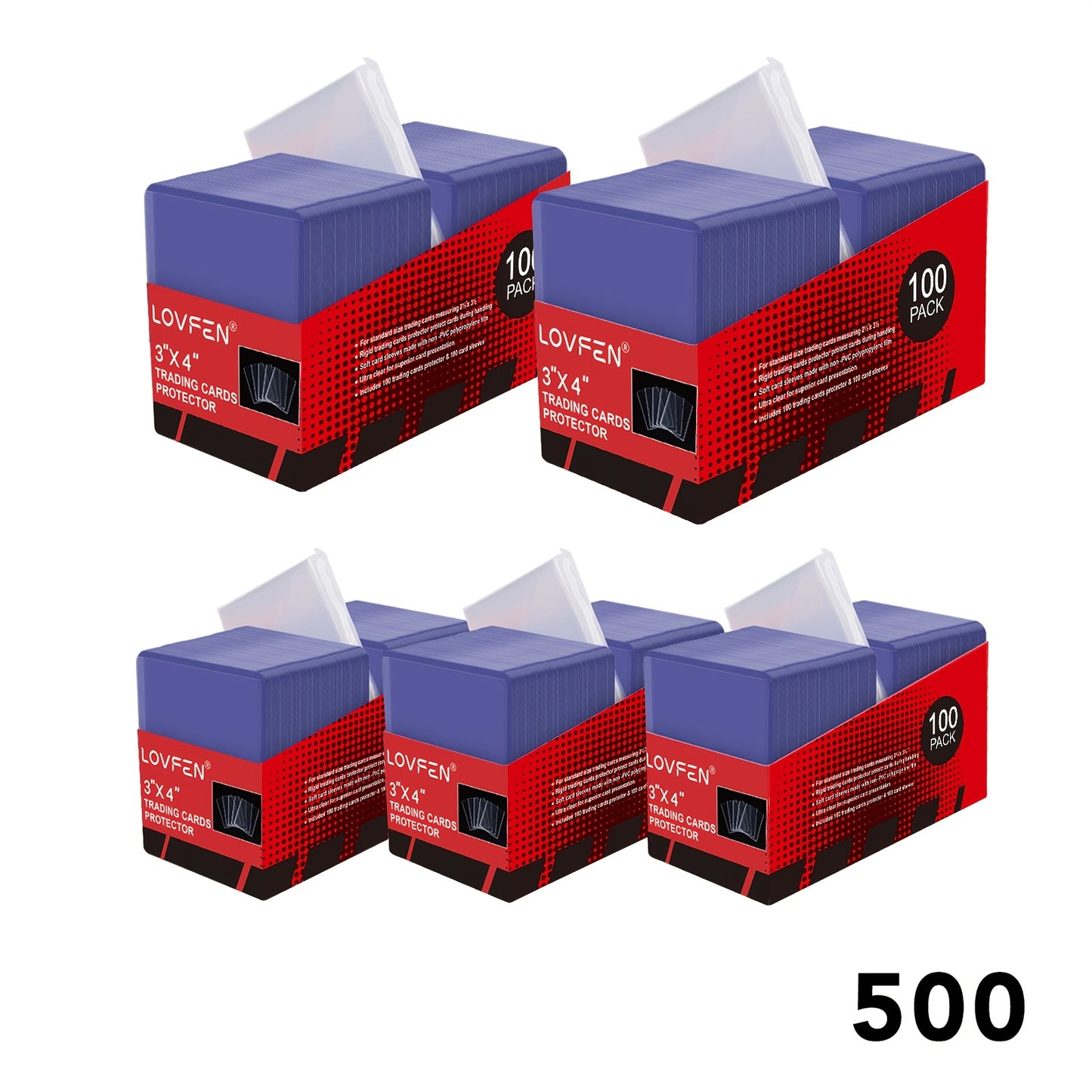 LOVFEN 100/200/500/1000/2000pcs Top-loading, Each Set Includes A Card Film And Card Sleeve, 35pt, 3-inch X 4-inch Coin Card Box, Suitable For Baseball And Soccer, Standard Trade Application, Suitable For Sports Cards And Collectible Cards - Durable