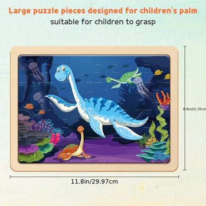 Wooden Dinosaur Puzzle Set for Kids Ages 3-8 – 4-in-1 Jigsaw Puzzles with 24 Pieces, Colorful Preschool Educational Toy for Boys & Girls, Fun Birthday Christmas Gift for Toddlers & Children