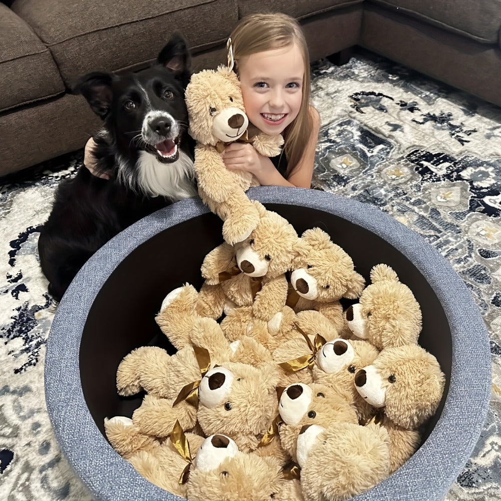 Bulk Teddy Bears Set 8 Pack 11 Inch Soft Stuffed Bear Plush Toys for Baby Shower Decorations Party Favors Classroom Prizes Kids Birthday Gifts Dark Brown and Khaki