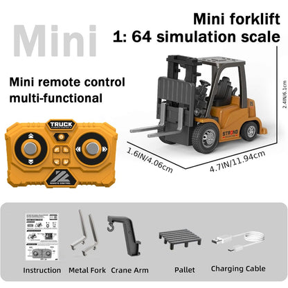 RC Construction Vehicle Toy 2.4GHz Remote Control Excavator Bulldozer Loader with Alloy Metal Cover Lights Sound Effects, Crawler Tractor Truck for Boys Ages 8 and Up, Birthday Gift