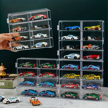 2026 Two Sets Of 1:64 Scale Toy Model Car Acrylic Display Cabinets - Transparent And Durable Storage Cabinets with Multi-compartment Design, Safety Covers And Fashionable Appearance for Match Day, Football Fan Gear and All Fans