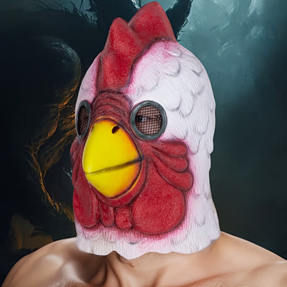 Rooster Latex Halloween Mask Full Head – Funny Chicken Animal Costume Mask with Realistic Combs & Wattle for Halloween Parties, Carnivals, Cosplay & Themed Events, One Size Fits Most Adults, Humorous Gift