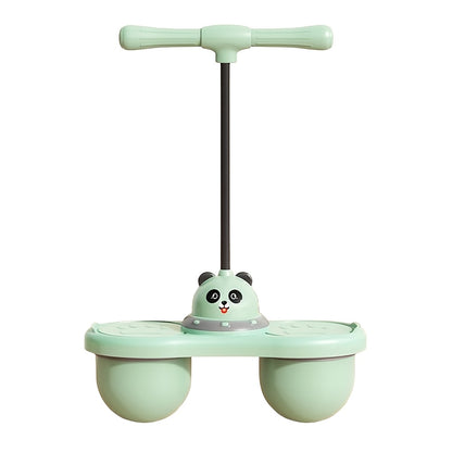 Kids Cartoon Panda Jumping Ball with Handle – Double Bouncy Ball Balance Training Toy, 24.6" Size, Durable TPR+PP, Includes Gas Cylinder & Needle | Pink & Green | Outdoor Fun Gift