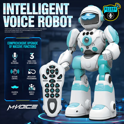 Voice Control Robot Remote Control Robo Toys Infrared RC Robots with Gesture Control LED and Voice Interactive Intelligent Warriors as Gift for Kids
