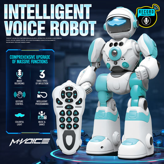 Voice Control Robot Remote Control Robo Toys Infrared RC Robots with Gesture Control LED and Voice Interactive Intelligent Warriors as Gift for Kids