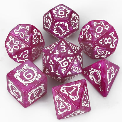 DnD Dice Set 49pcs Dragon Pattern Polyhedral Dice 7 Sets with Pouches – D4 D6 D8 D10 D12 D20 for Dungeons & Dragons RPG MTG Tabletop Games, 7 Colors Acrylic Gamer Gift