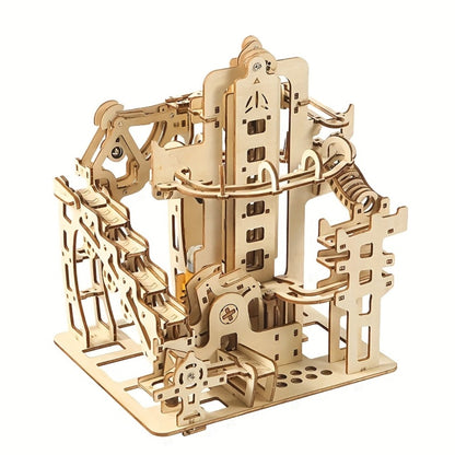 Wooden Ball Track Puzzle Model Kit – STEM Engineering Building Set for Adults & Teens, Kinetic Marble Run Expansion Sets A & B, Brain Teaser DIY Craft, Unique Birthday Gift for Men Women