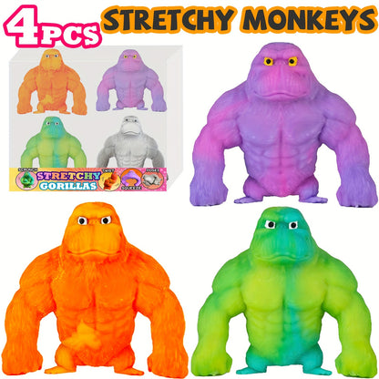 [4PCS Squishy Monkeys] 4PCS/PACK Mega Gorilla Squishy Monkey Stretchy Squishy Funkee Monkee Mega Gorillas - Stretch, Squish, And Even Squeeze - The Filling Material Is PVA Sponge, Not Sand. Random Color