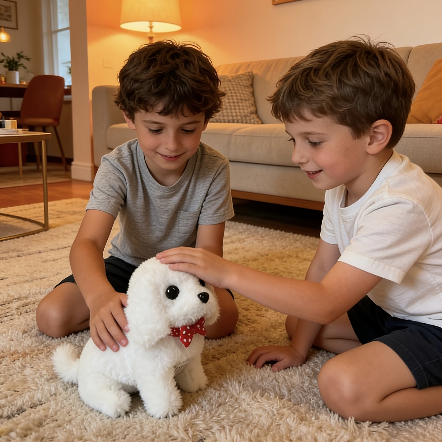 Cute Robot Puppy Features: Fluffy Short Fluff Slow Rebound Filler Perfect Comfort No Fluff No Peculiar Smell Soft Barking And Simulated Walking Ready to Open The Living Room Adventure, Car Ride Frolic, Family Outing Annual Hottest Trend Children's