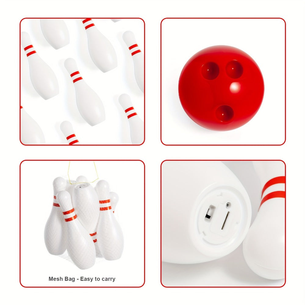 Kids Glow Bowling Set 12 Piece Light-Up Pins & Balls 10 Pins 2 Balls 7.87 Inch Indoor Outdoor Toddler Game Active Play Birthday Gift Boys Girls Ages 3+