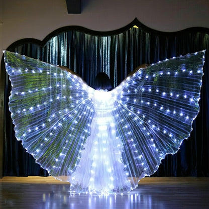 LED Feather Dance Costume Glowing Luminous – Light Up Belly Dance Performance Dress for Women Halloween Christmas Mardi Gras Rave Stage Show White Purple Warm White